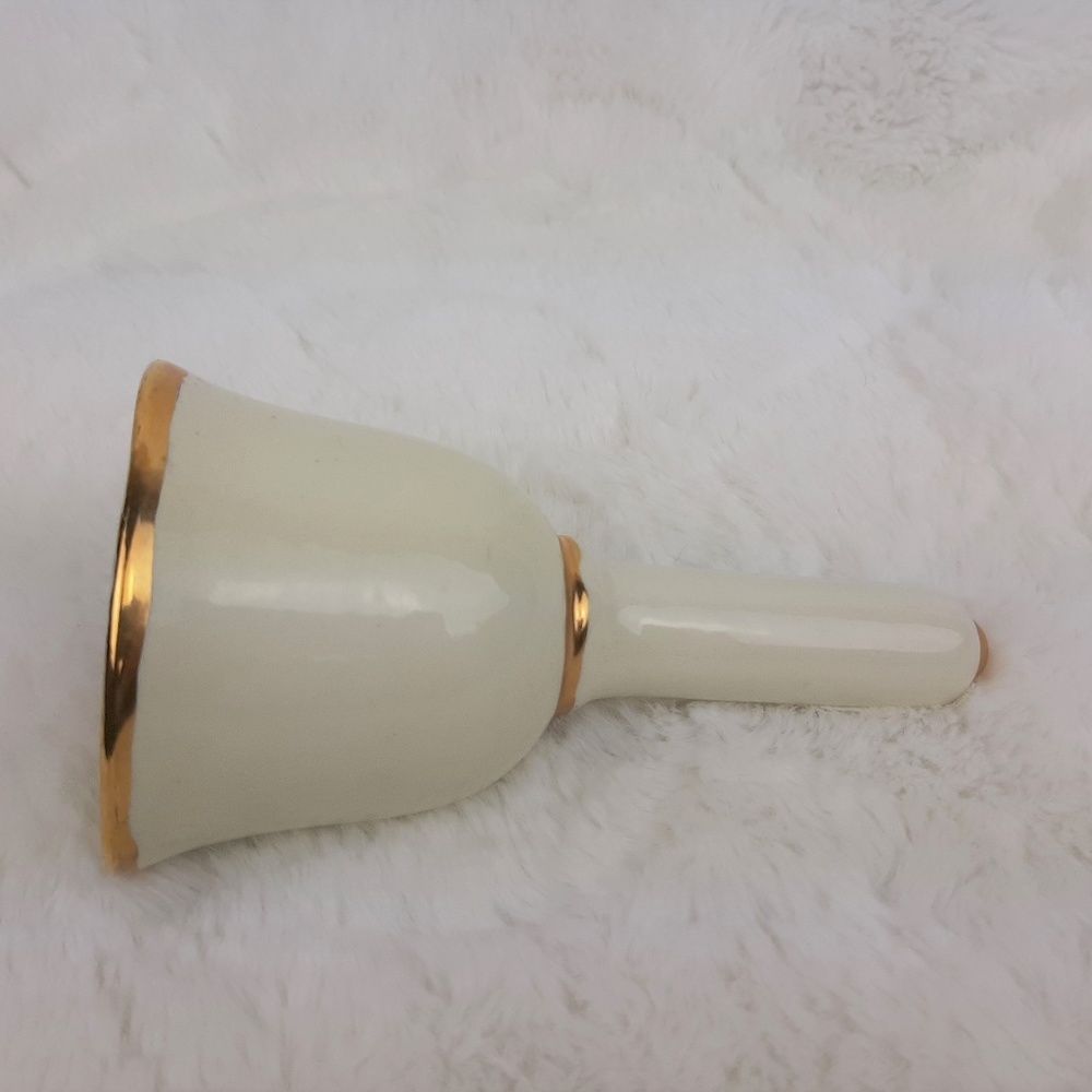 Vintage Glass White Bell with Butterfly Paint - Picture 4 of 5